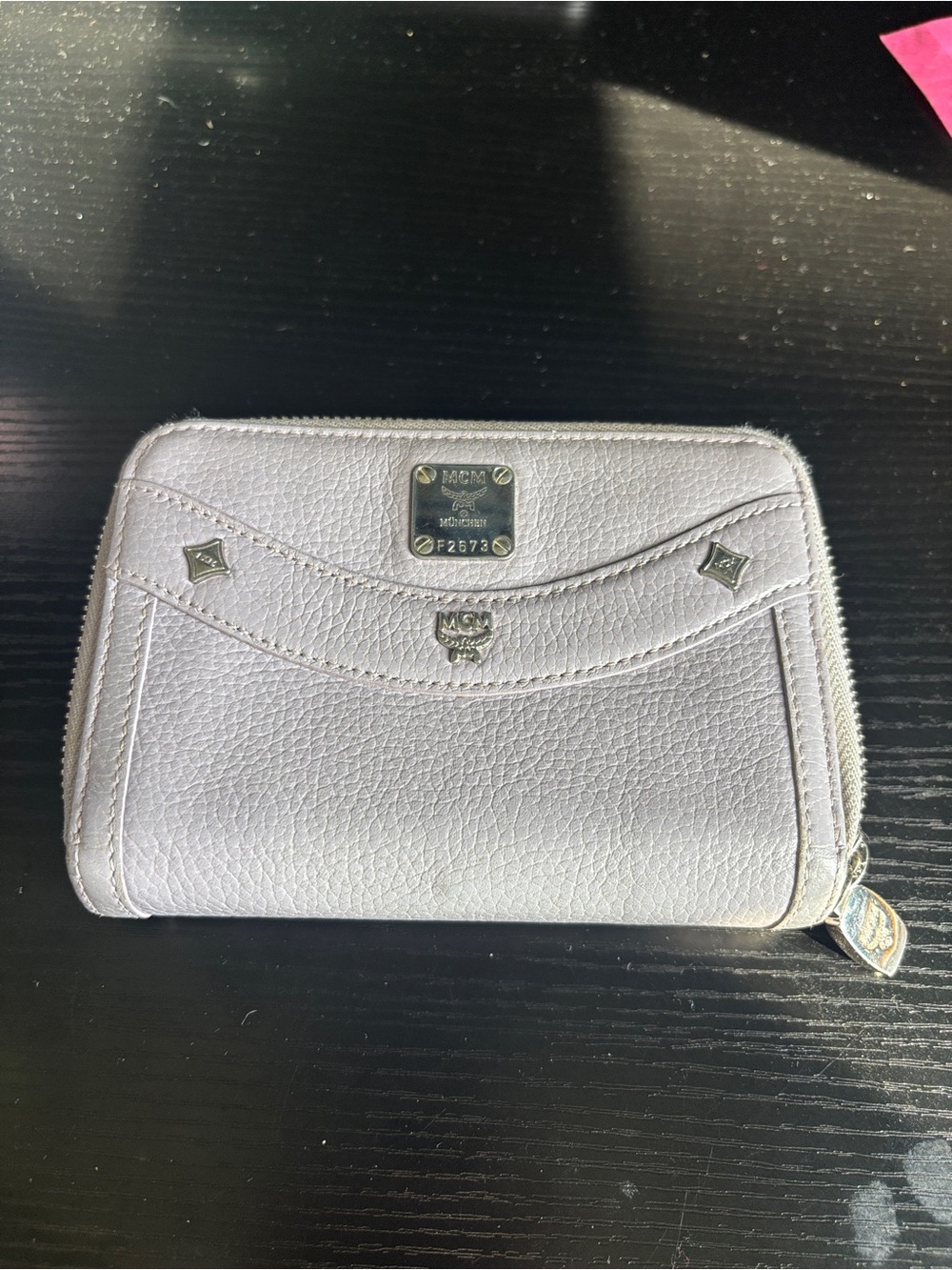 MCM lilac  Pebbled Leather Zip Wallet